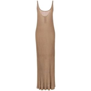 Max Mara, Kleedjes, Dames, Beige, S, Ritmo Lurex Lange Jurk