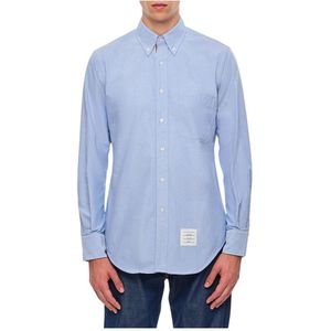 Thom Browne, Overhemden, Heren, Blauw, L, Katoen, Klassieke Overhemd Lange Mouw