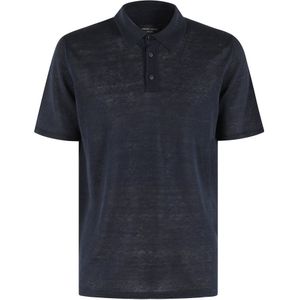 Roberto Collina, Tops, Heren, Blauw, L, Linnen, Blauw Linnen Polo Shirt Korte Mouw