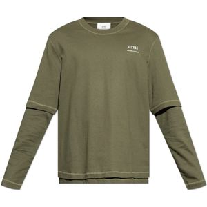 Ami Paris, Tops, Heren, Groen, 2Xl, Katoen, T-shirt met logo