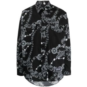 Versace Jeans Couture, Overhemden, Heren, Zwart, 3Xl, Katoen, Long Sleeve Tops
