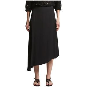 Peserico, Rokken, Dames, Zwart, XL, Satijn, Wijd uitlopende rok in vloeiende viscose satijn