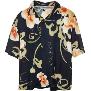 Edwin, Overhemden, Heren, Veelkleurig, L, Bloemenprint korte mouwen overhemd