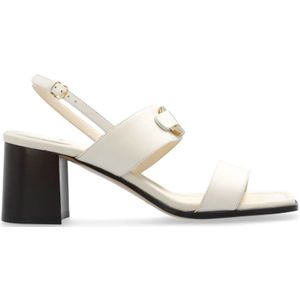 Salvatore Ferragamo, Schoenen, Dames, Beige, 35 1/2 EU, Leer, Lou Sandalen met Hak