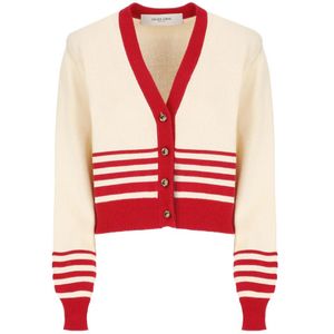 Golden Goose, Truien, Dames, Beige, M, Katoen, Beige Katoen V-Hals Cardigan Sweater