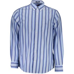 Gant, Overhemden, Heren, Blauw, M, Katoen, Elegante lichtblauwe korte mouwen overhemd