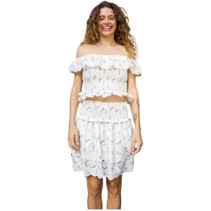 Cras, Tops, Dames, Wit, XL, Katoen, Witte Bloem Off Shoulder Top