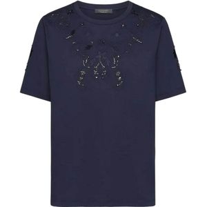 Elena Mirò, Tops, Dames, Blauw, L, Leer, Blauw Elegant T-shirt voor Vrouwen