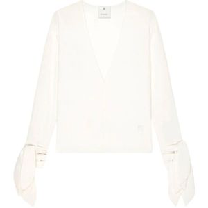 Givenchy, Blouses & Shirts, Dames, Wit, S, Wol, Witte wollen trui met geribbelde afwerking