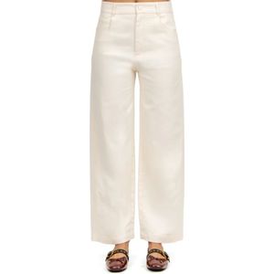 Tela, Jeans, Dames, Beige, L, Katoen, Witte Denim Five-Pocket Katoenen Broek