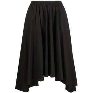 Michael Kors, Rokken, Dames, Zwart, L, Katoen, Zwarte katoenen poplin rok met trekkoord