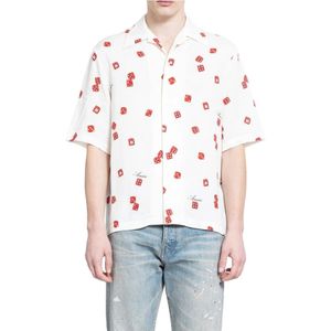 Amiri, Overhemden, Heren, Wit, S, Dobbelsteen Bowling Shirt Multicolor Albast/Rood