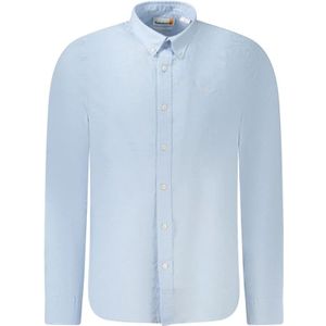 Timberland, Overhemden, Heren, Blauw, 3Xl, Katoen, Geborduurd Logo Katoenen Overhemd