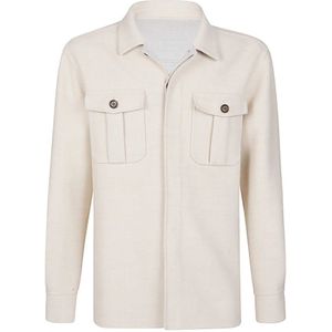 Eleventy, Jassen, Heren, Beige, L, Wol, Wollen Overshirt Niet Omkeerbaar