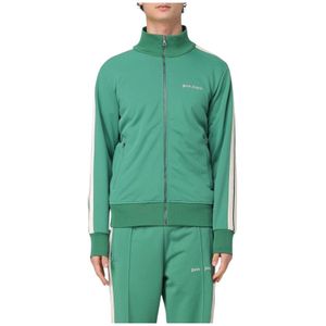 Palm Angels, Sweatshirts & Hoodies, Heren, Groen, M, Polyester, Groene Track Jacket Zip Up