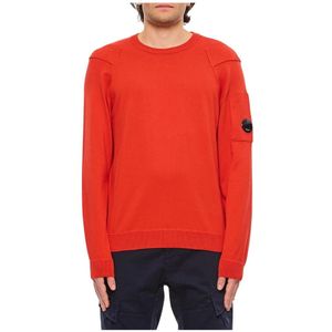 C.p. Company, Sweatshirts & Hoodies, Heren, Oranje, M, Katoen, Groene Crew Neck Sweater Lichtgewicht