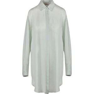 Jucca, Blouses & Shirts, Dames, Groen, M, Georgette Blouse met Klassieke Kraag