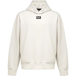 Dolce & Gabbana, Sweatshirts & Hoodies, Heren, Wit, M, Polyester, Hoodie van technische stof met verstelbare capuchon