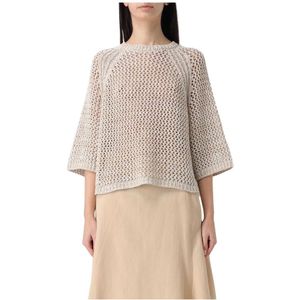 Fabiana Filippi, Truien, Dames, Wit, XS, Linnen, Witte Gebreide Pullover Sweater