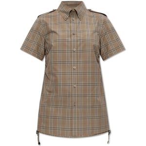 Burberry, Blouses & Shirts, Dames, Beige, XS, Katoen, Geruit overhemd