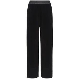 Emporio Armani, Broeken, Dames, Zwart, L, Velvet Palazzo Broek
