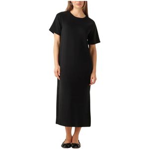 My Essential Wardrobe, Kleedjes, Dames, Zwart, XS, Zwarte R-Neck Lange Jurk