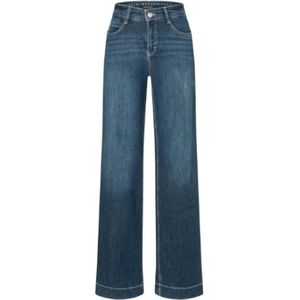 Mac, Jeans, Dames, Blauw, XS L32, Katoen, Dark Dream Wide Jeans
