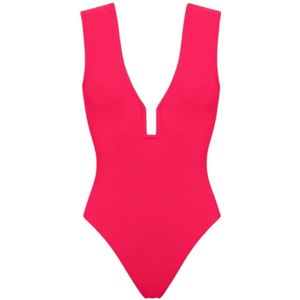 Eres, Badkleding, Dames, Roze, XL, Diepe V-hals Badpak Grenadine