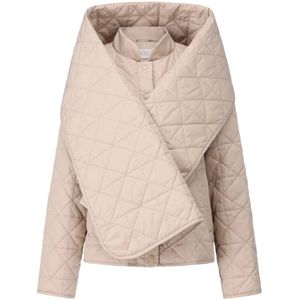 Riani, Jassen, Dames, Beige, XS, Urban Gewatteerde Jas met Sjaalkraag