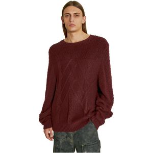 Guess, Truien, Heren, Rood, 2Xl, Wol, Kabel Gebreide Trui met Lus