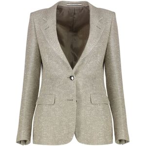 Tagliatore, Jassen, Dames, Beige, S, Polyester, Single-breasted One Button Jacket