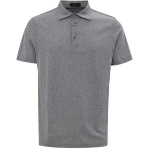 Corneliani, Tops, Heren, Grijs, L, Katoen, Klassieke Grijze Polo Shirt Gemaakt in Italië