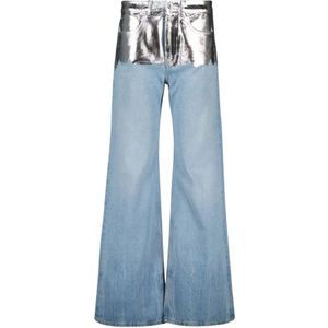 Rabanne, Jeans, Dames, Grijs, S, Denim, Denim baggy jeans zilver