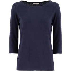 Fedeli, Tops, Dames, Blauw, XL, Linnen, Linnen Jersey T-Shirt