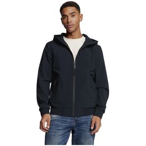 No Excess, Jassen, Heren, Blauw, M, Korte pasvorm jas met capuchon