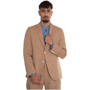 Boss, Pakken, Heren, Beige, L, Linnen, Modern Slim Fit Blazer met 2 Knopen