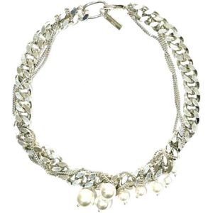 Perrine Taverniti, Accessoires, Dames, Grijs, ONE Size, Parelketting met verzilverd messing