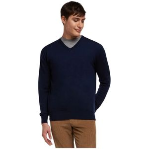 Brooks Brothers, Truien, Heren, Blauw, XS, Wol, Merino wollen V-hals trui