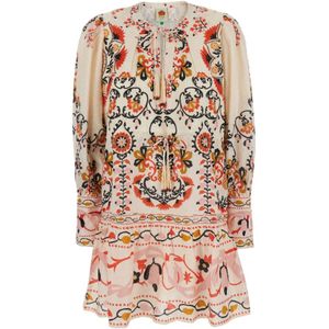 Farm Rio, Kleedjes, Dames, Veelkleurig, L, Katoen, Mandala Bloemen Mini Jurk Multicolor Katoen