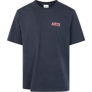 Arte Antwerp, Tops, Heren, Blauw, S, Logo Detail Ronde Print T-Shirt