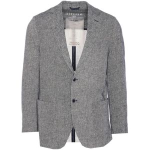 Circolo 1901, Jassen, Heren, Blauw, L, Katoen, Gedrukte Pique Katoenen Klassieke Blazer