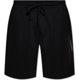 Emporio Armani, Korte broeken, Heren, Zwart, L, Katoen, Shorts met geborduurd logo