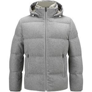 Milestone, Jassen, Heren, Grijs, L, Wol, Melange Wollen Pufferjas