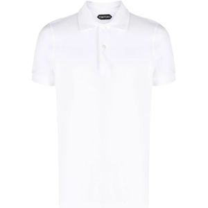 Tom Ford, Tops, Heren, Wit, XS, Katoen, Polo Shirt met Korte Mouwen