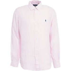 Polo Ralph Lauren, Overhemden, Heren, Roze, XL, Linnen, Gestreept Rose Shirt Ss 25