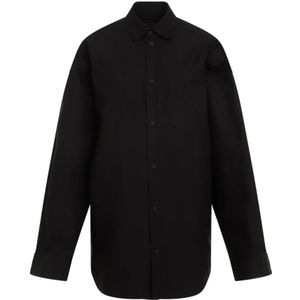 Balenciaga, Overhemden, Dames, Zwart, XS, Katoen, Zwarte Katoenen Overhemd Elegante Stijl