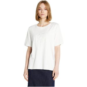 RUE de Femme, Tops, Dames, Wit, M, Katoen, Delicate Geborduurde T-shirt Off White