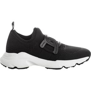 Tod's, Schoenen, Dames, Zwart, 35 1/2 EU, Mesh en Grosgrain Ketting Sneakers
