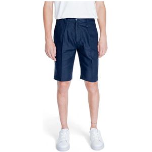 Antony Morato, Korte broeken, Heren, Blauw, XL, Linnen, Blauwe Linnen Shorts Klassieke Pasvorm