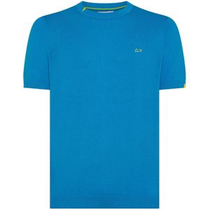 Sun68, Tops, Heren, Wit, 2Xl, Basis Korte Mouw Sweater Tee